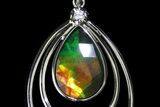 Ammolite Pendant with Sterling Silver and a White Sapphire #181153-1